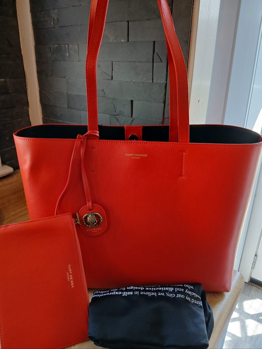 Kurt Geiger NWT Orange Tote & Matching Wristlet & Dustbag